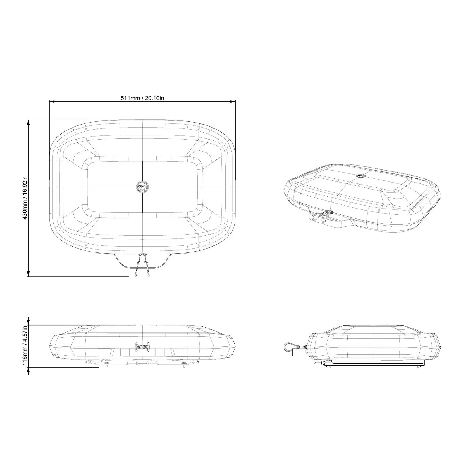 BRP 860202876 — Схема и размеры органайзера