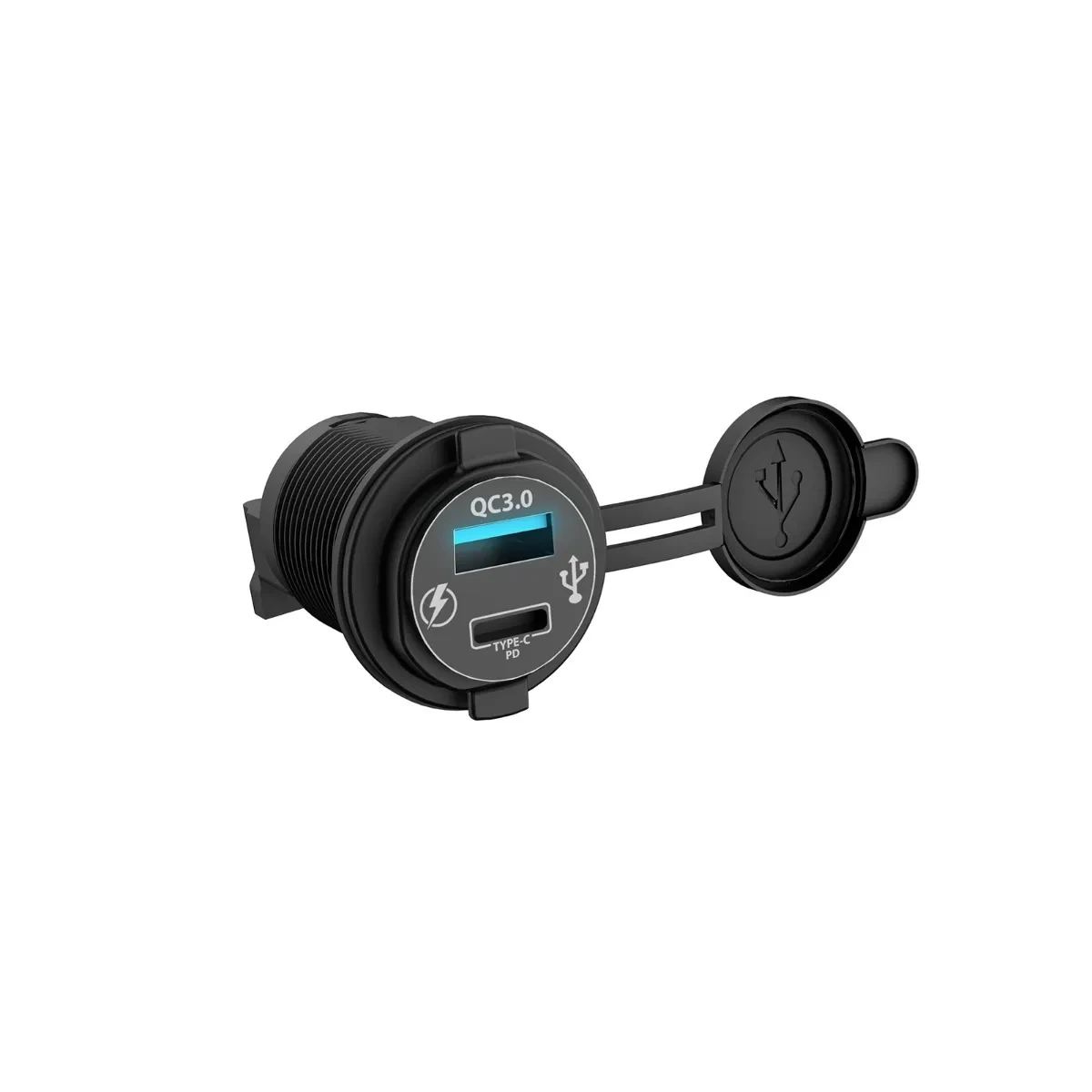 860202433 — разъёмы USB-A QC 3.0 и USB-C PD крупным планом
